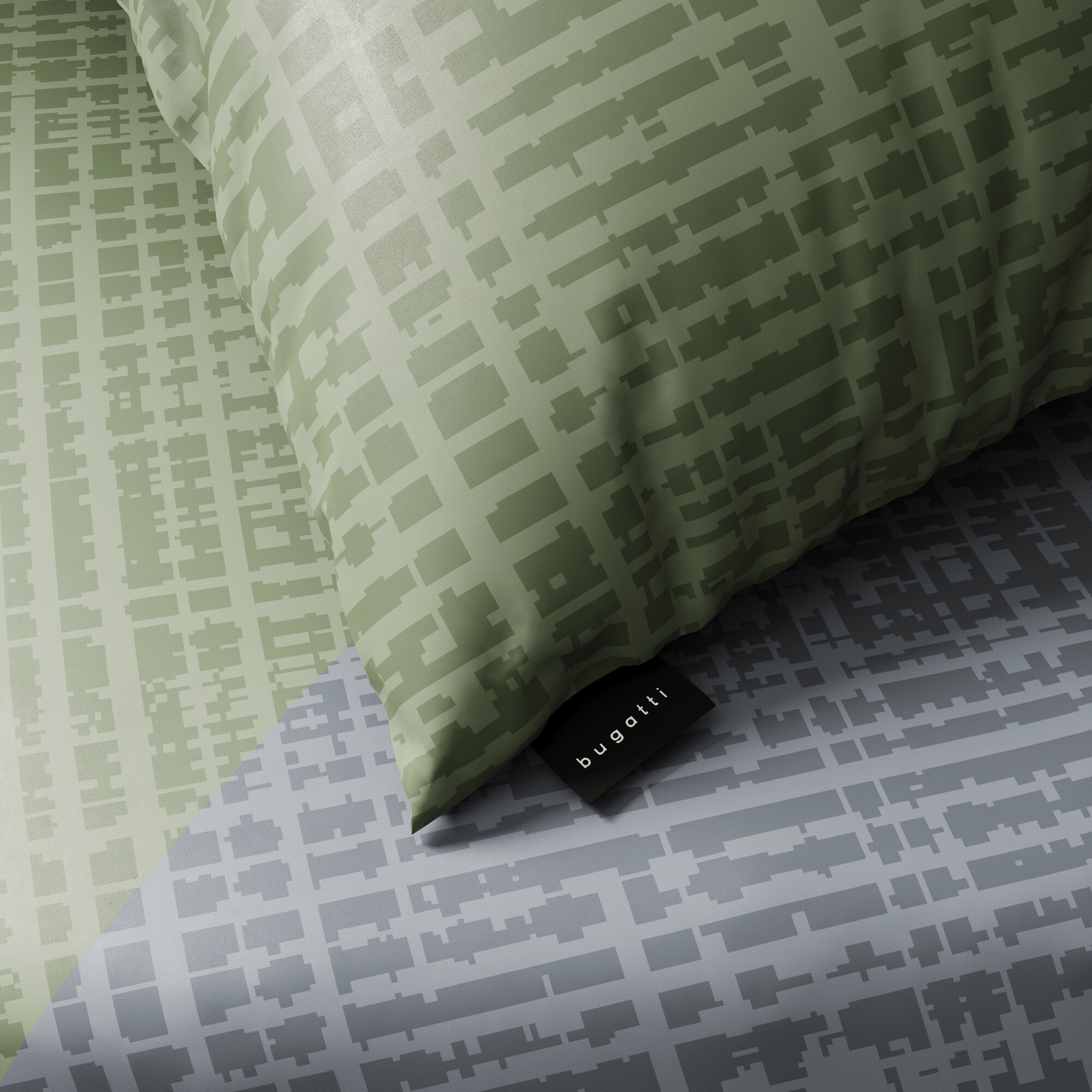 Duvetbezug, Bettwäsche, Geometrisches Muster, Grün, Polyester-Mischung, duvet, Bedspread, muster, grün, Kissenanhänger sichtbar