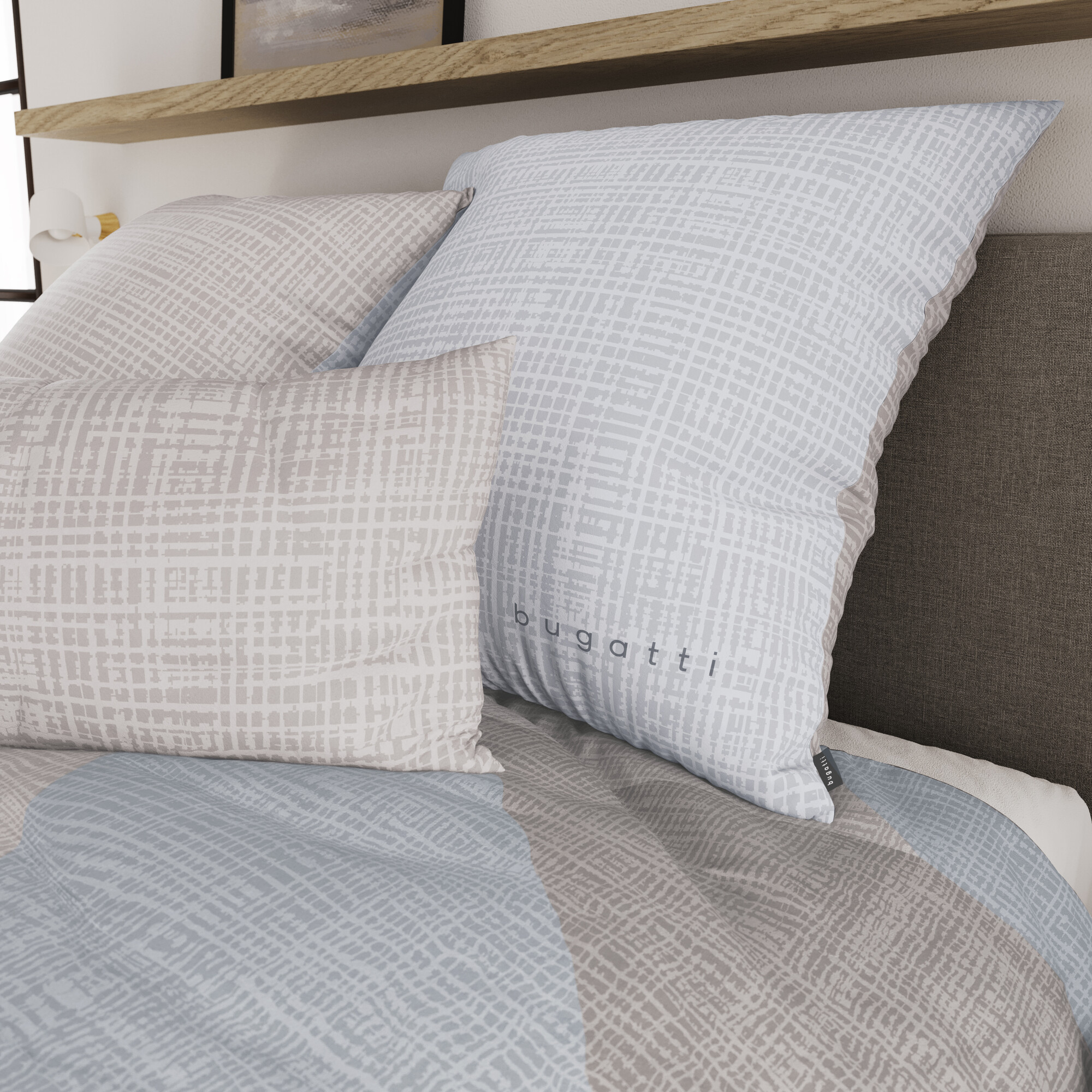  Bettwäsche, Kühldecke, gestreiftes Muster, Kissenbezug, weiche Grau-Blau