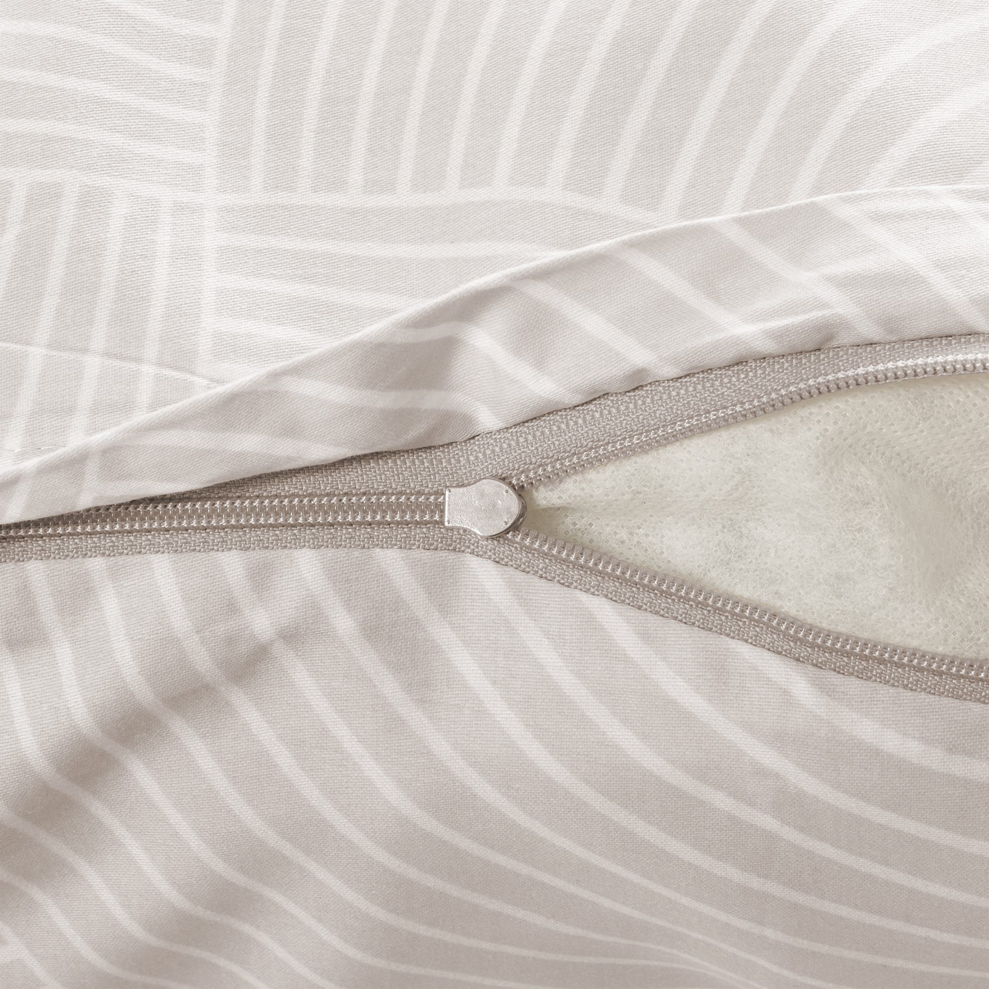 Kopfkissenbezug, Kissenbezug, Reißverschluss, Reißverschlussverschluss, gestreiftes Muster, Kissen, Reißverschluss, Zipper, Muster, neutral