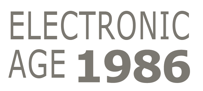 electronic, logo, 1986, text, graphic