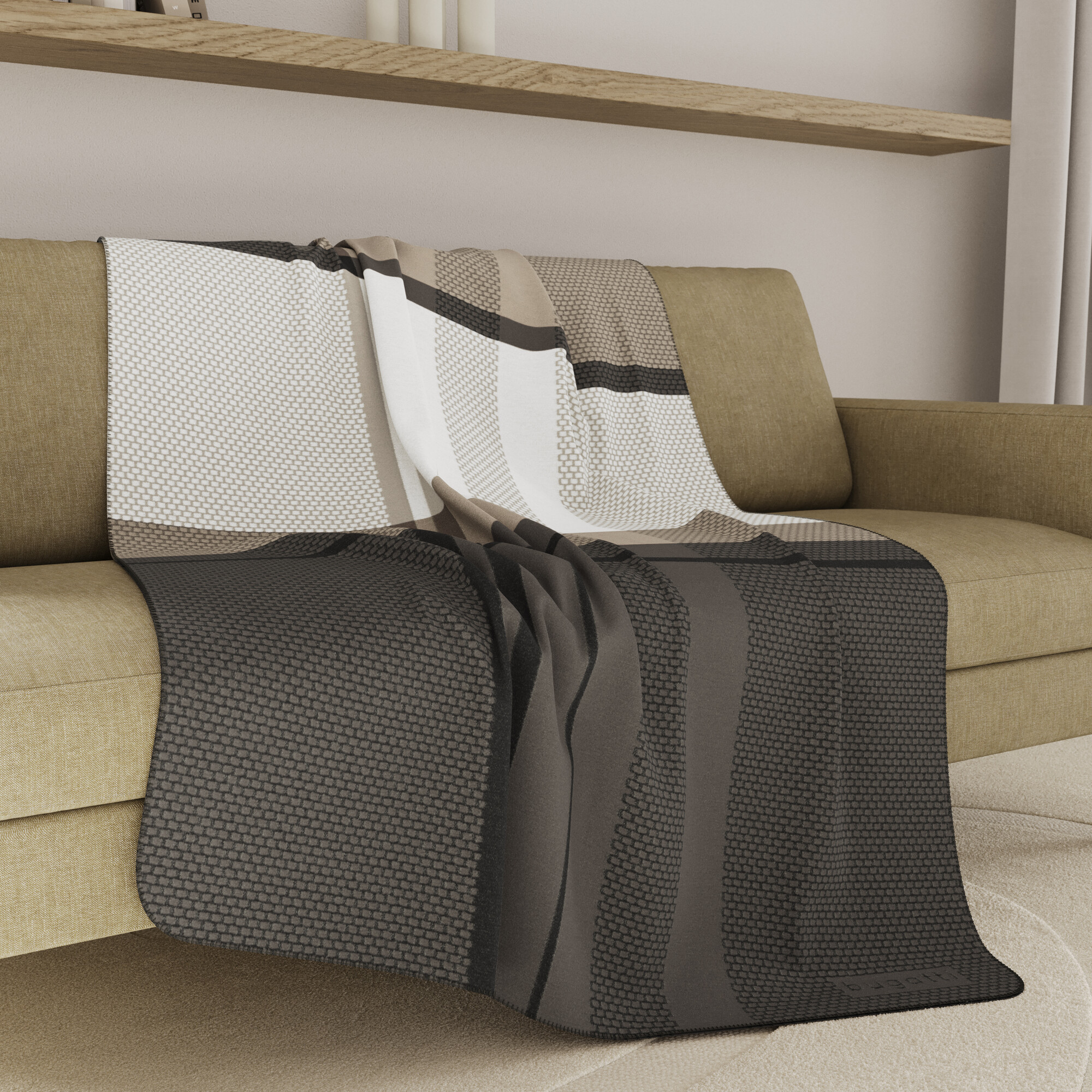 Sofa, Decke, Decke/Deckenüberwurf, braun, beige, Sofa, Decke, Texturiert, Neutral, Wohnzimmer