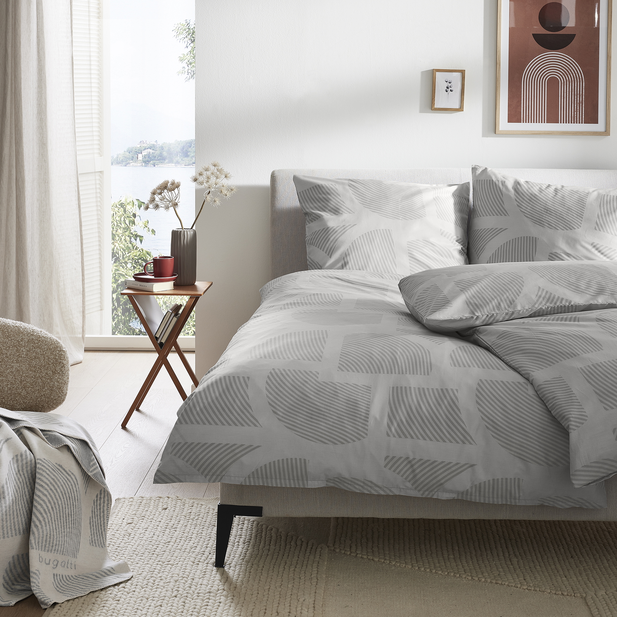 Moebel, Bett, Tasse, Bettlaken