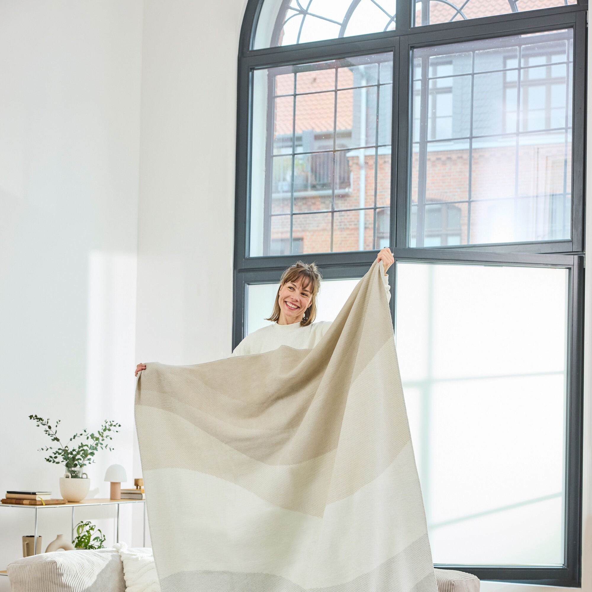 Decke, Wanddeko, Heimdekor, Beige, gestreift