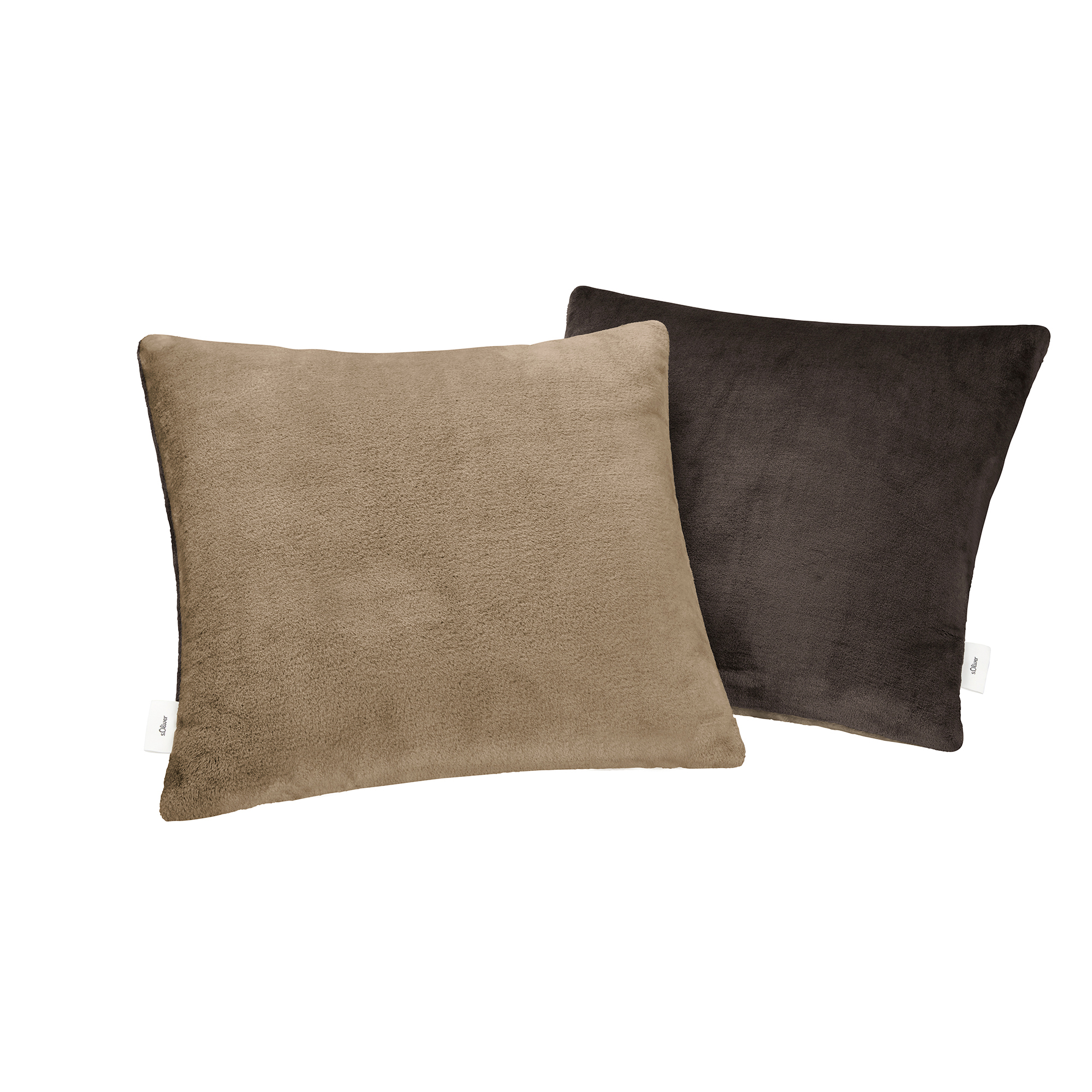 double soft Kissen s.Oliver Doppelpack | braun/beige | 50 x 50 cm (2x)