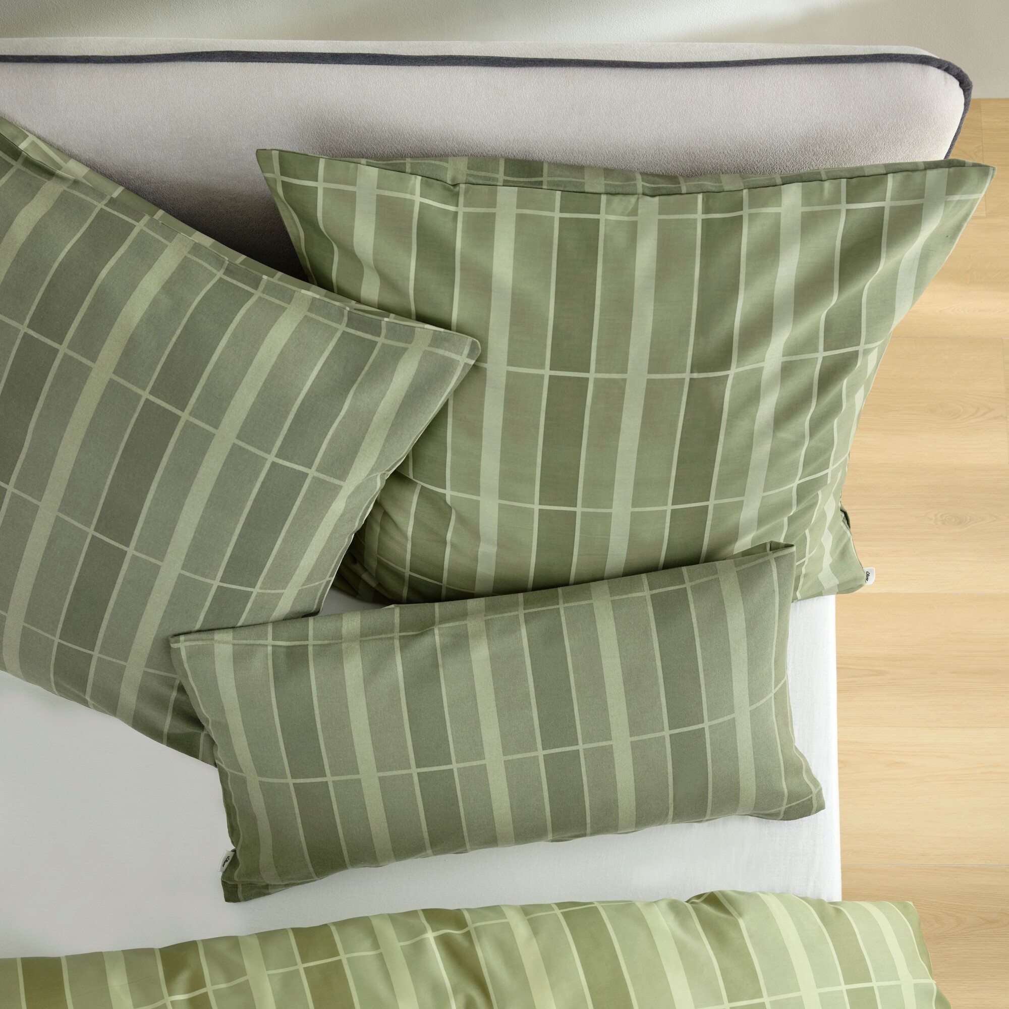 pillow, cushion, green, grid pattern, home decor