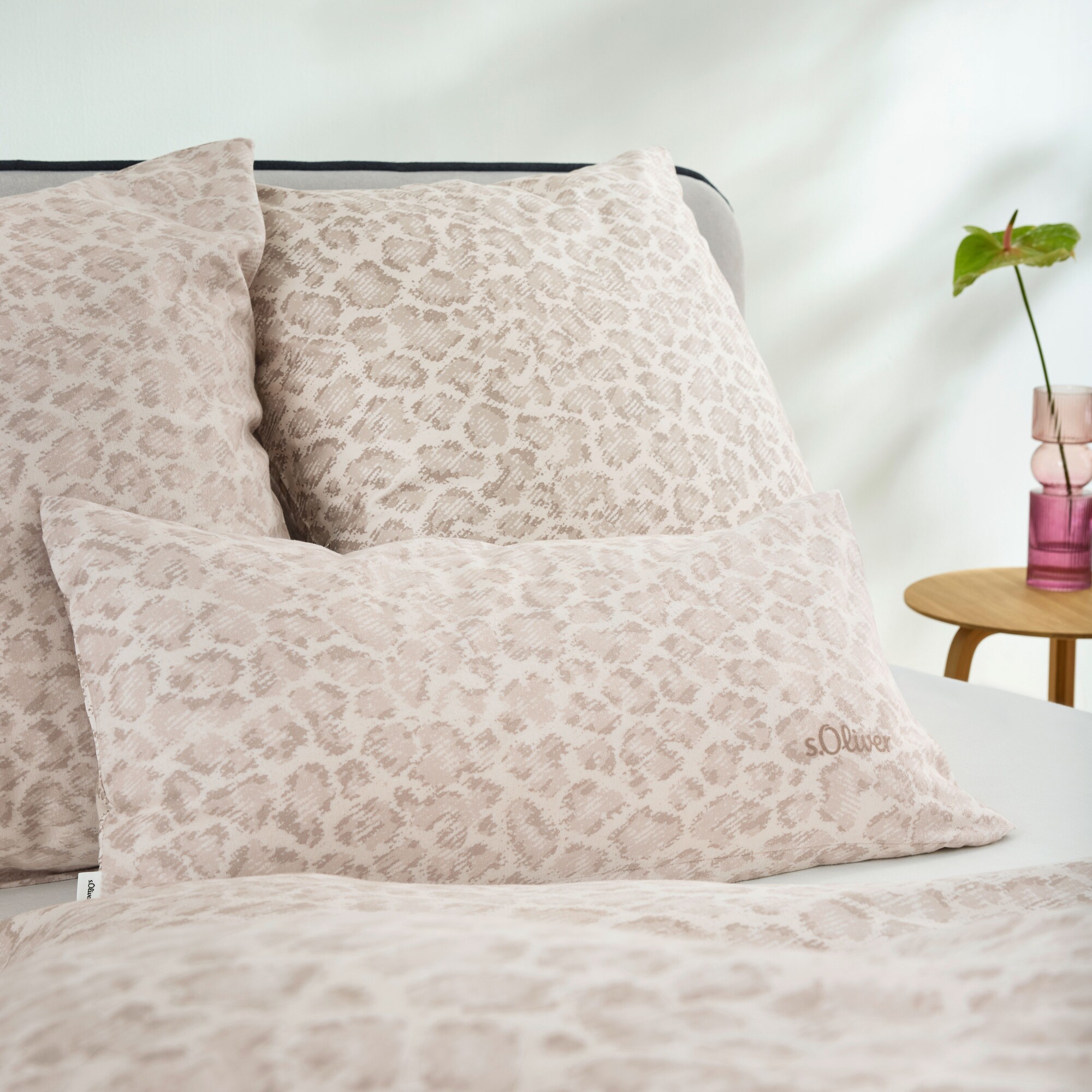 pillow, cushion, leopard pattern, beige, textured fabric