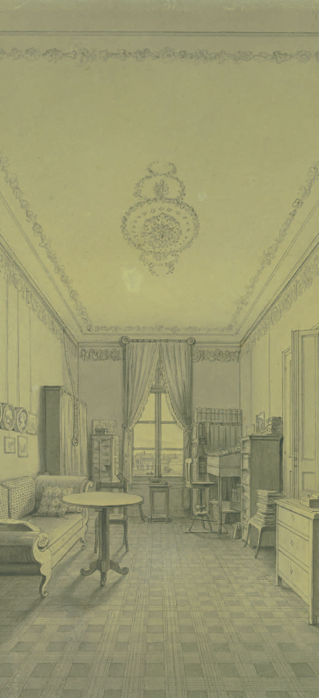 Schreibtisch, Kunst, Malerei, Kronleuchter, Couch