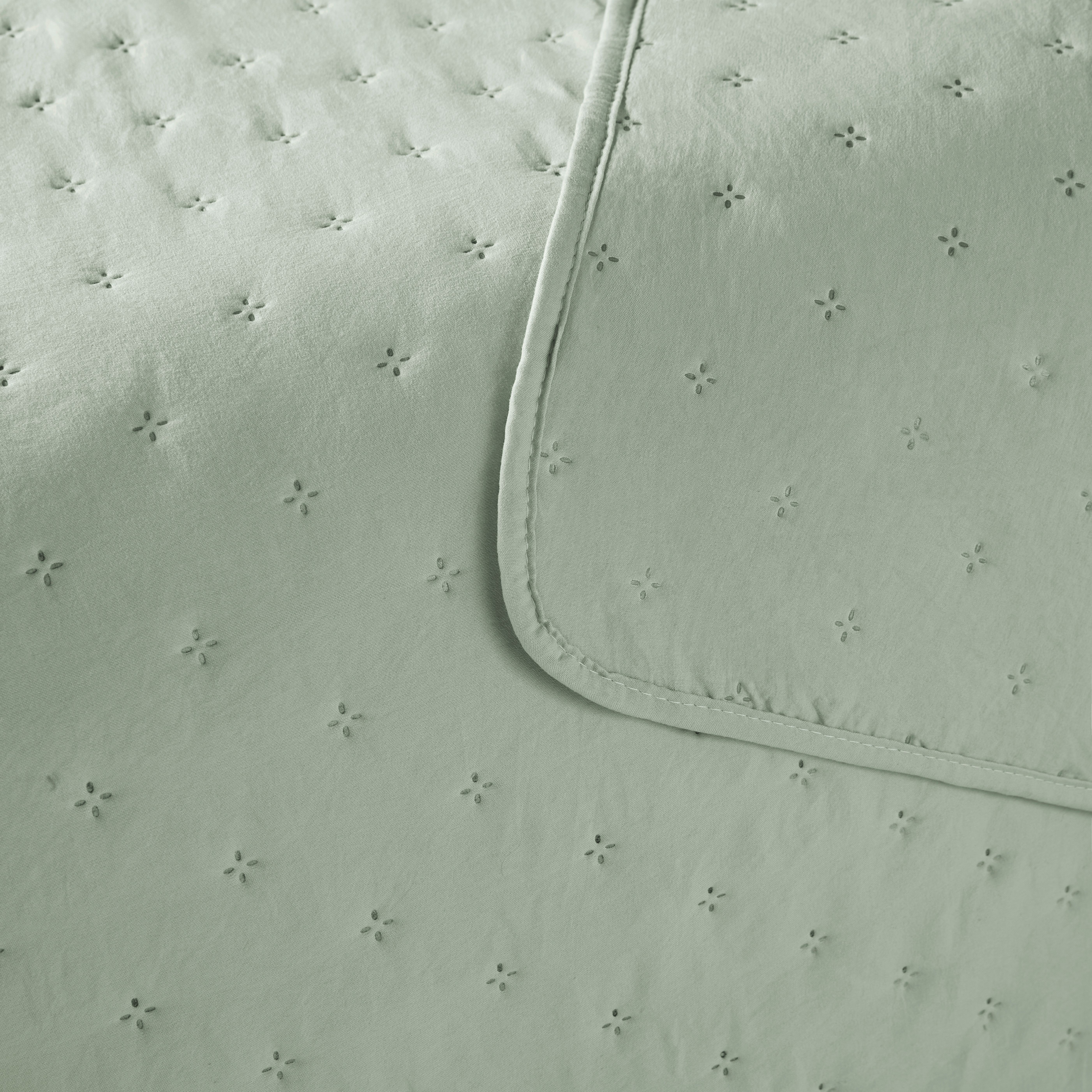matratzenauflage, gestepptes decke, stickmuster, weiches material, mintgrün