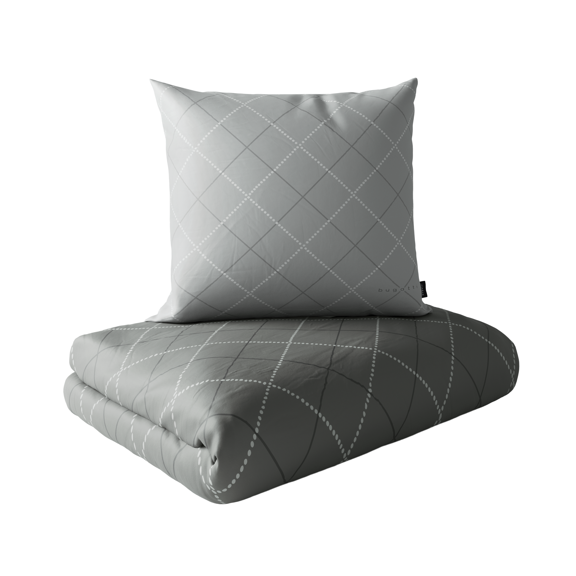 Kissen, Bettdeckenbezug, Bettwäsche, Grau, Gittermuster, kissen, kissenbezug, bettwäsche, quilting‑muster, grau