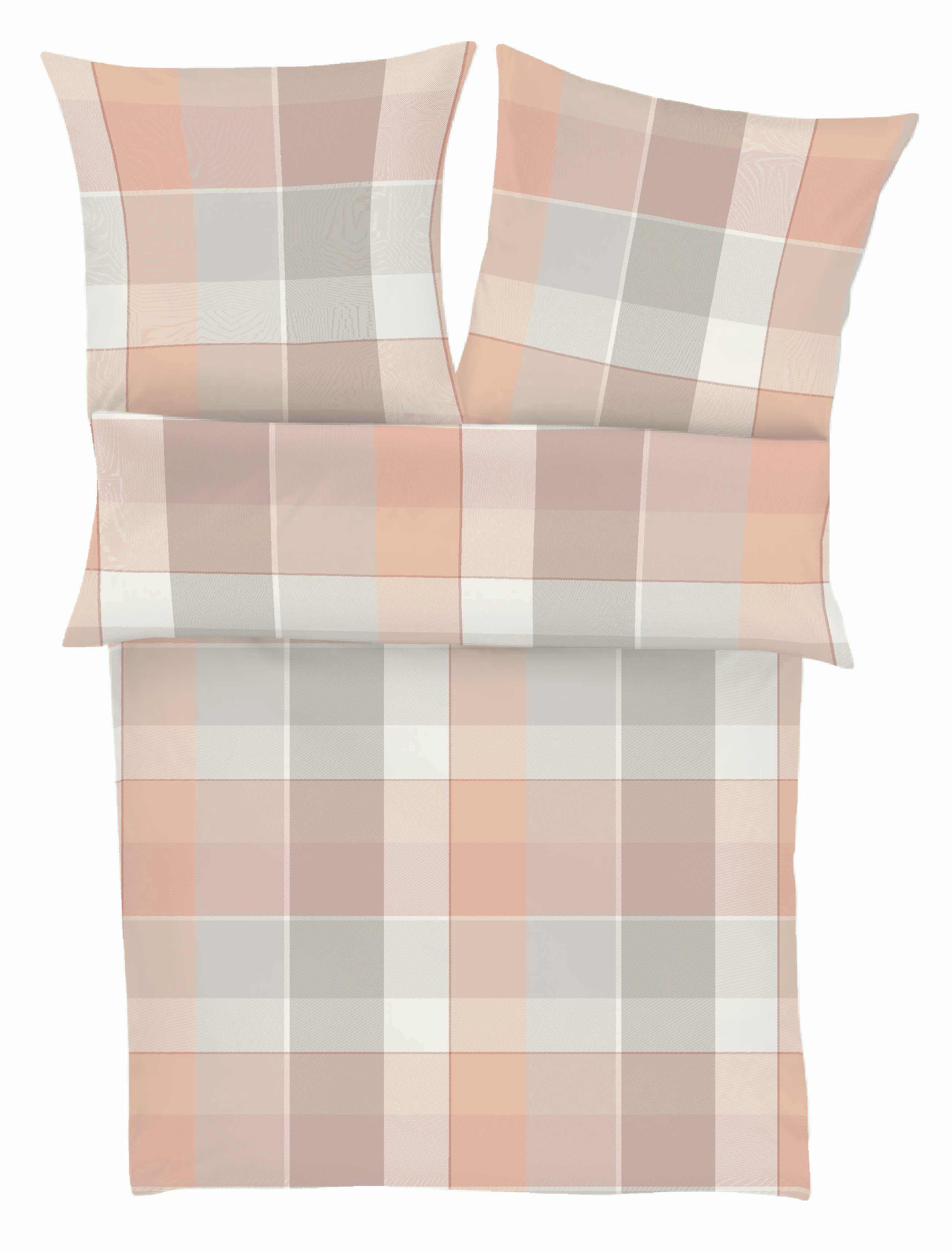 duvet cover, bed linen, plaid, pink beige, checkered