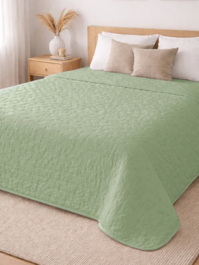 bedspread, quilted cover, green, king/queen size, textured fabric