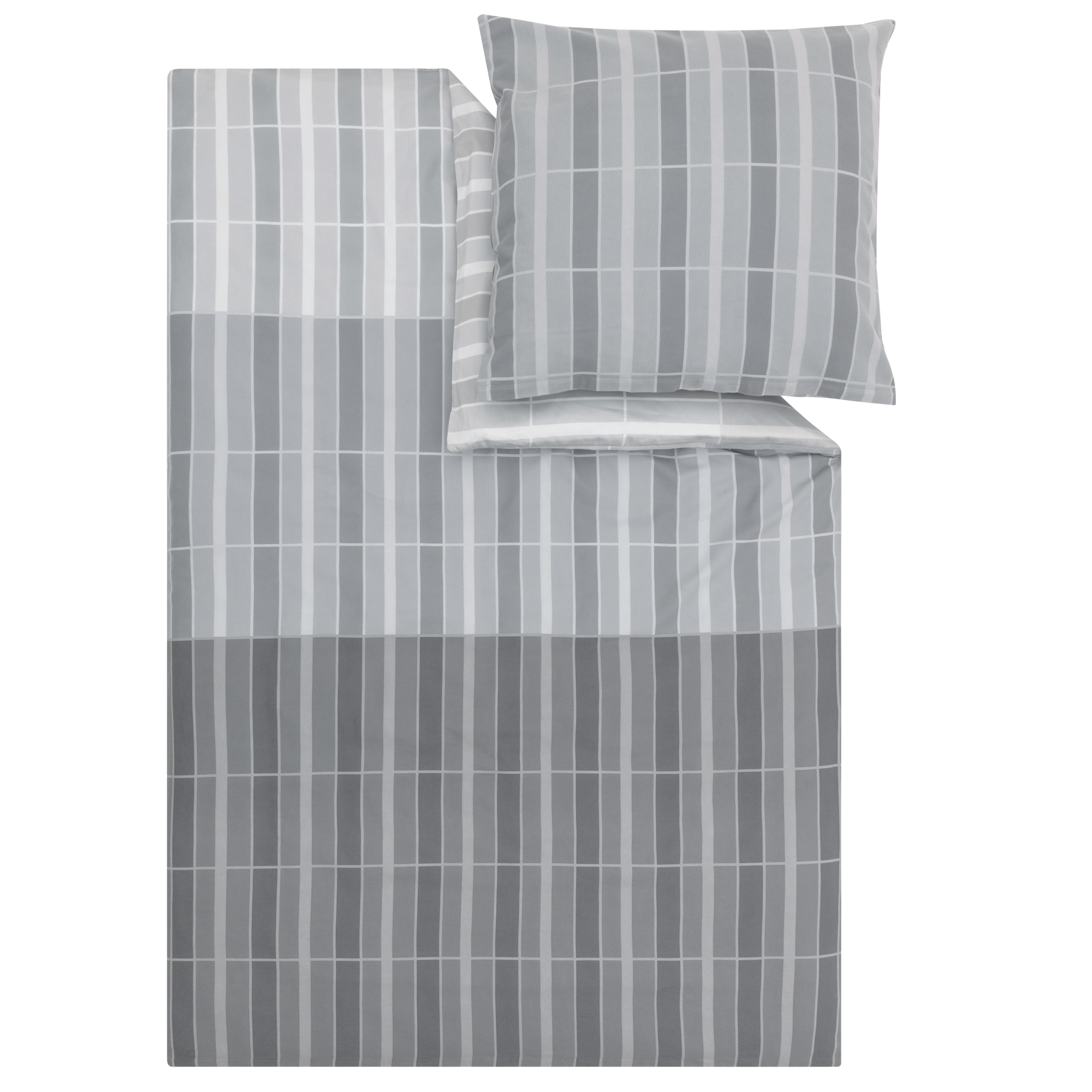 bed set, duvet cover set, pillowcase, grid pattern, gray color