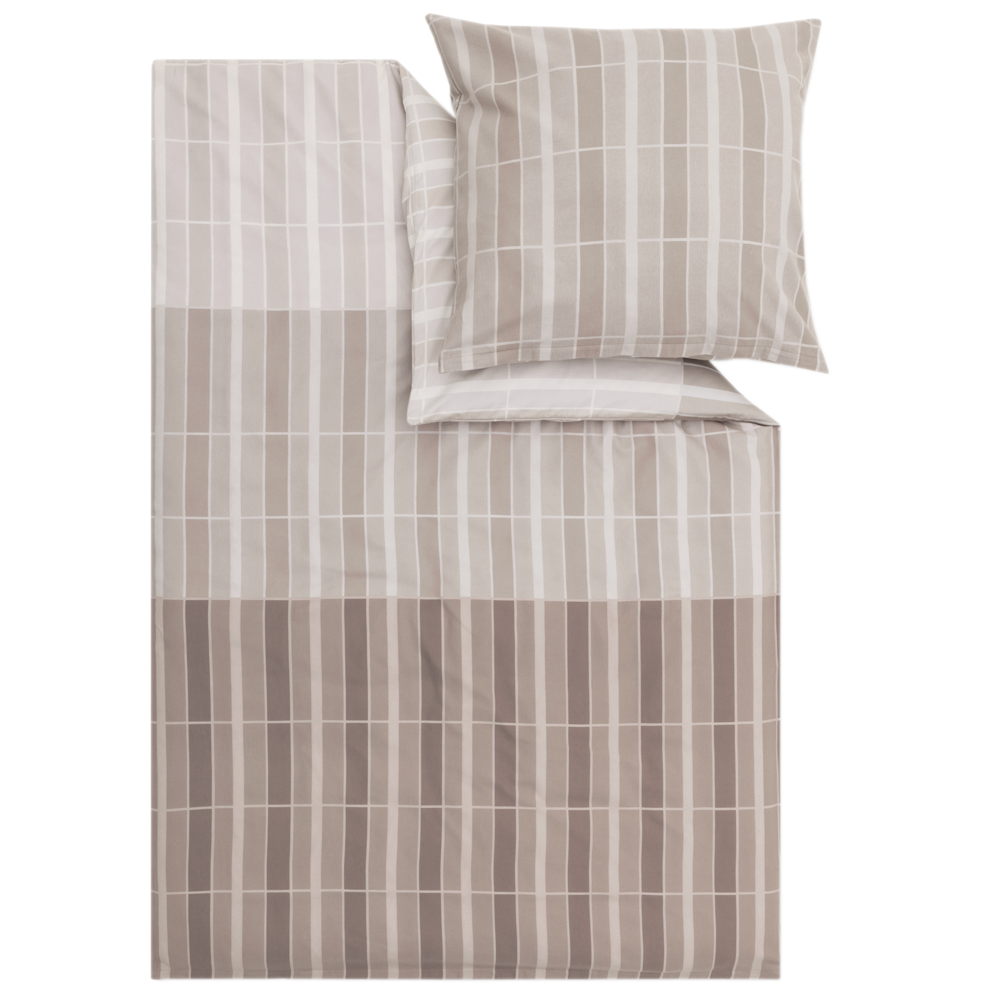 bedding, duvet cover, pillowcase, grid pattern, beige, neutral