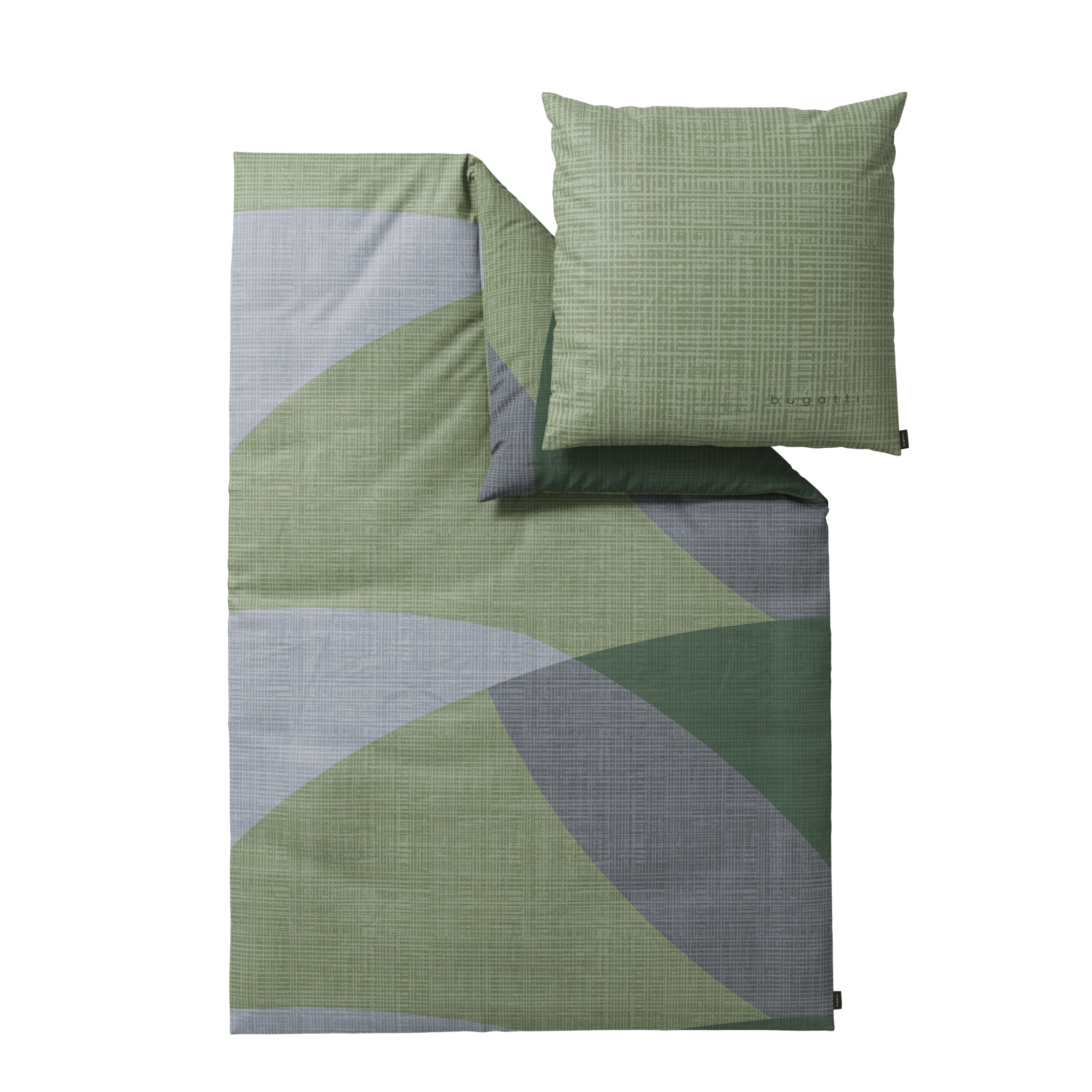 duvetbezug, bettset, geometrisches muster, grün, leinenstruktur, Duvet, Duvetbezug, Kissen, Kissenbezug, Geometrisches Muster