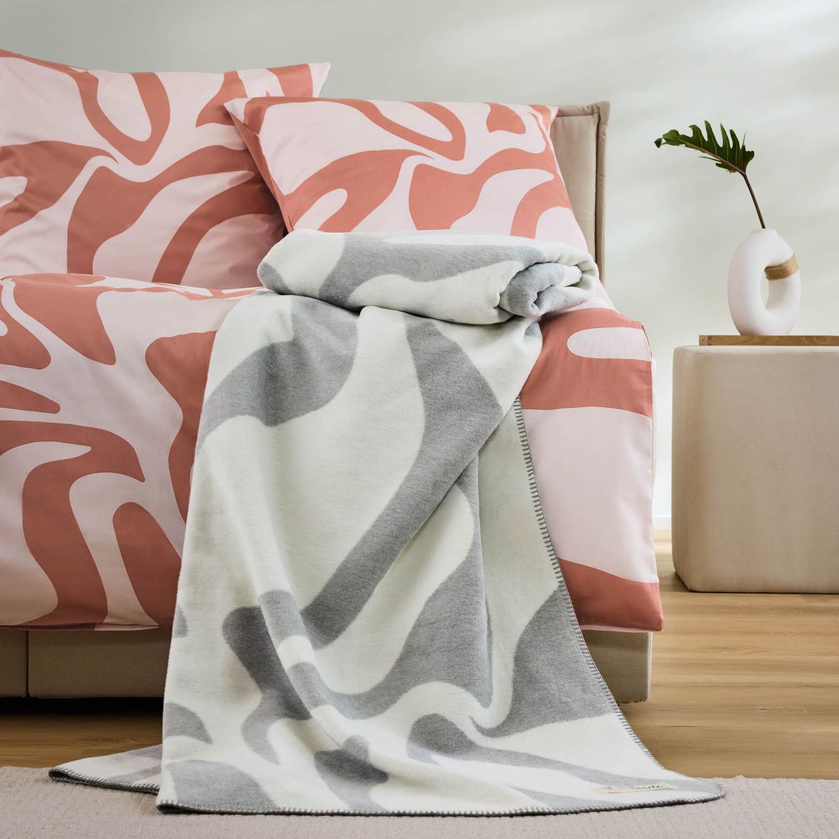 Decke, Daunenbettdecke, Überwurfdecke, Grau-Weiß, gemustert, Schlafzimmer-Dekoration, Bettwäsche, Duvet, Decke, Überwurf, Muster