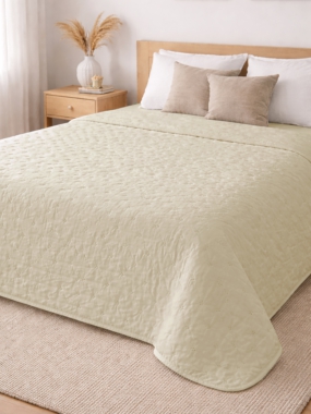 bedspread, quilted, neutral, beige, bedroom decor