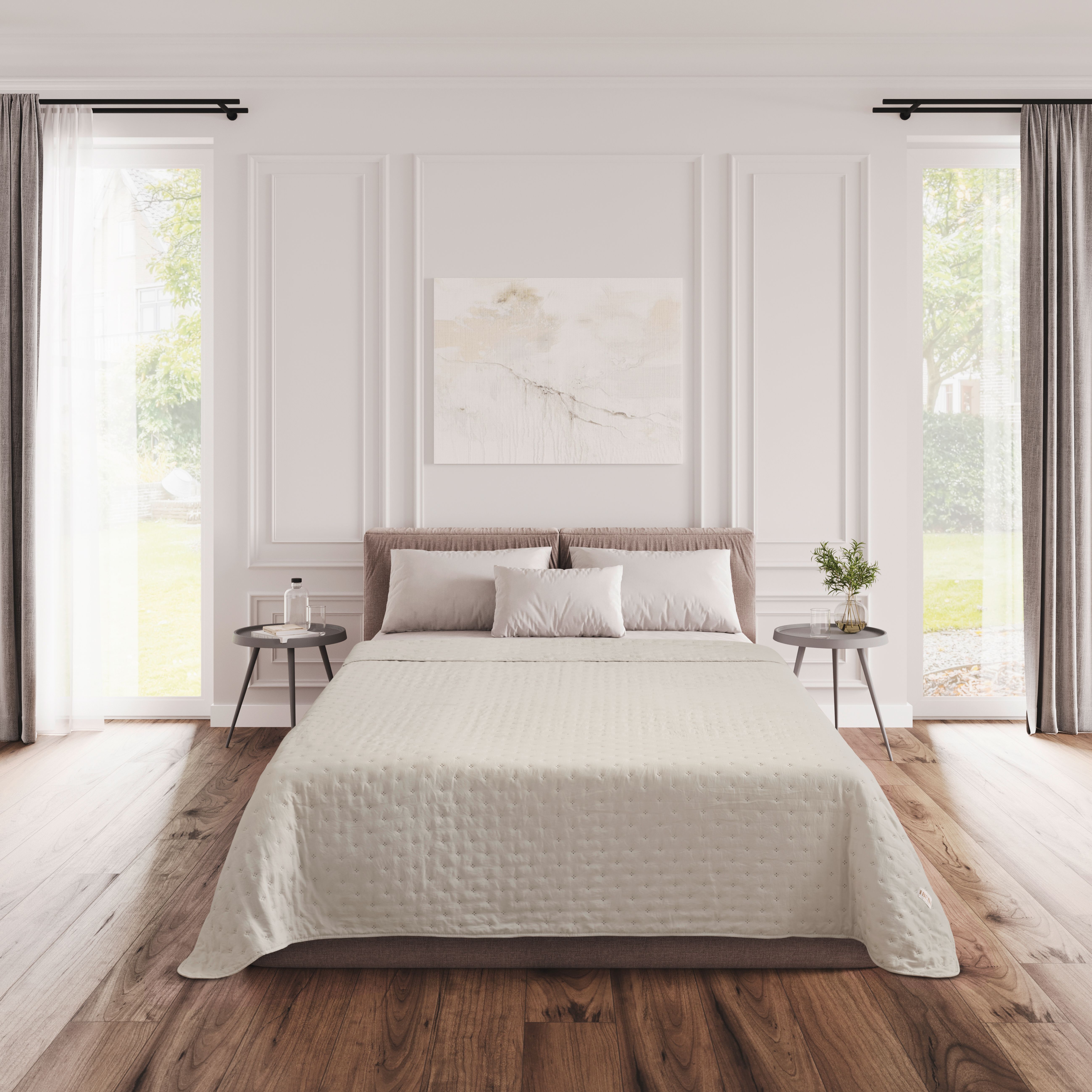 Bett, Schlafzimmer, Duvet, Leinen, Neutral