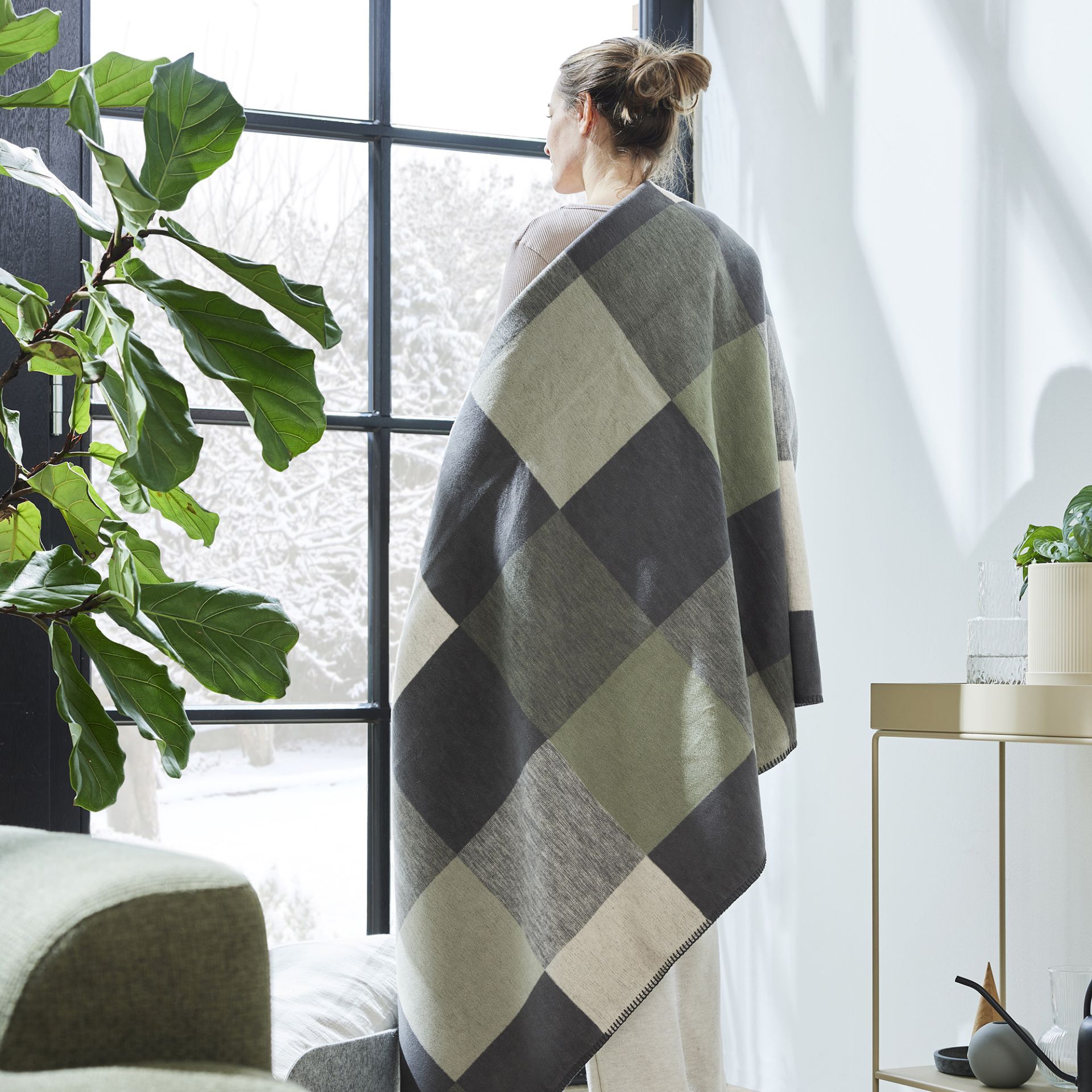 IBENA organic blanket Hamilton green/ grey 140 x 200 cm 2059140