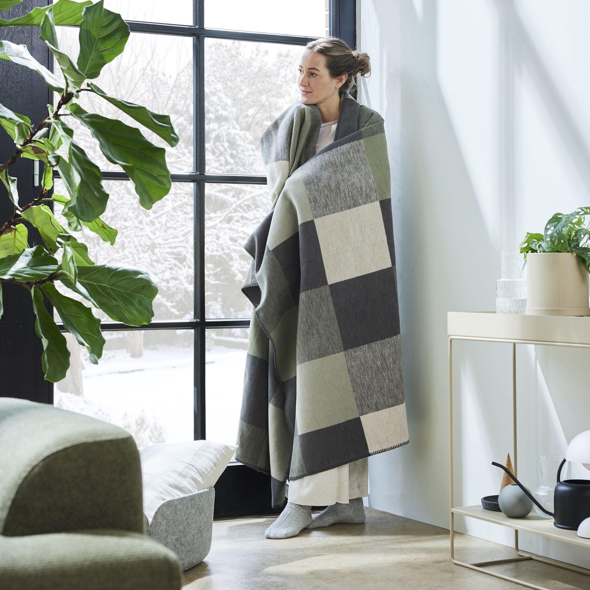 IBENA organic blanket Hamilton green/ grey 140 x 200 cm 2059140