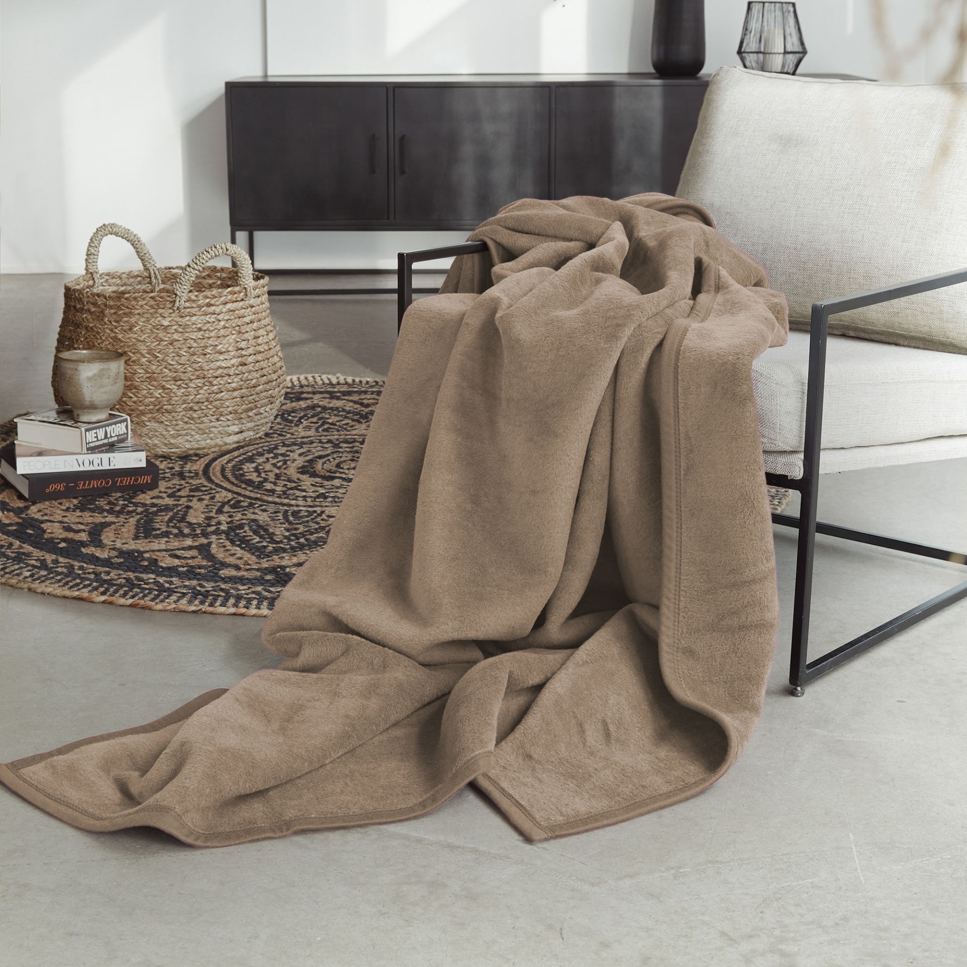Ibena Coperta Cotone di Alta qualità, Cotone, Bianco, 220 cm x 240 cm : Ibena